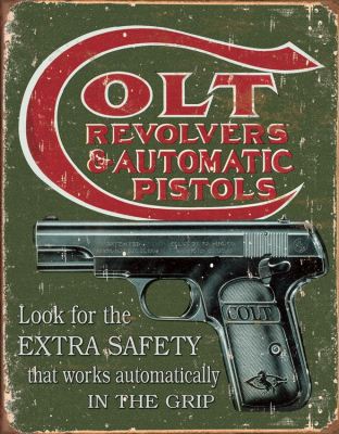 TSN1592  Affiche Metallique Colt Extra Safety