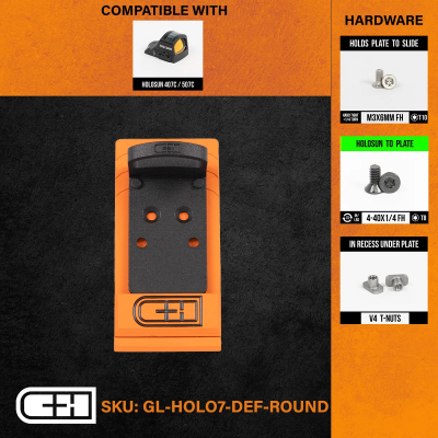 GL-DEF-ROUND - C&H Precision paltine V4 DEFENDER MIL/LEO Adapter Holosun 407C / 507C (Round Face) Fits GLOCK MOS