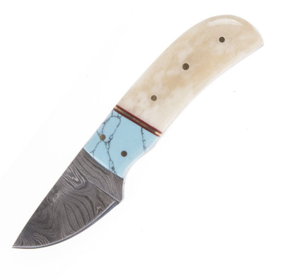 DM1146TR  Damascus  Fixed Blade Bone And Tuquoise