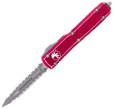 MT122-D12DRD - Microtech Ultratech D/E Distressed Red Stonewash Double FS
