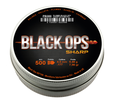 PB300 - PLOMBS BLACK OPS TETE POINTUE - CAL 4.5 boite de 500