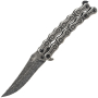 TH.K2819 COUTEAU PAPILLON THIRD CHAINE  INOX STONEWASHED